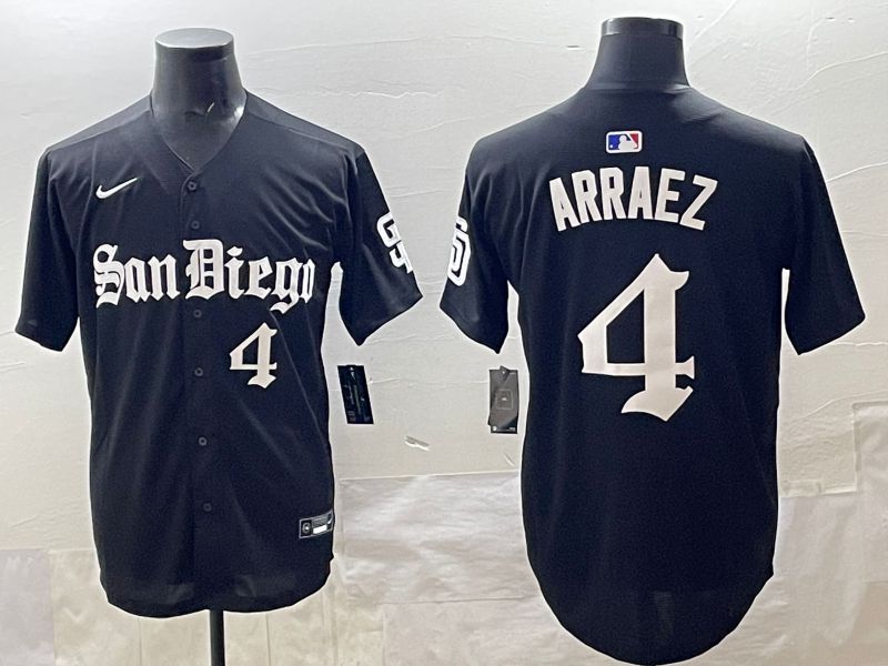Men 2025 San Diego Padres #4 Arraez Black Five generations Joint Name Nike MLB Jersey style 12->san diego padres->MLB Jersey